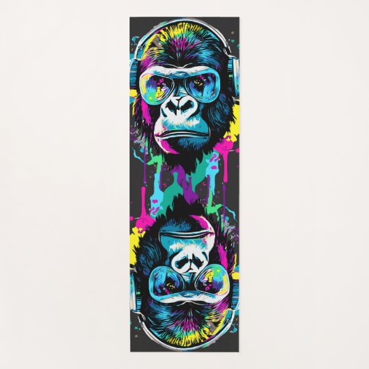 Gorilla Head - Kleurrijke Gorilla Yoga Mat (Voorkant)