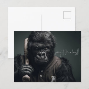 gorilla-honkbalspeler briefkaart