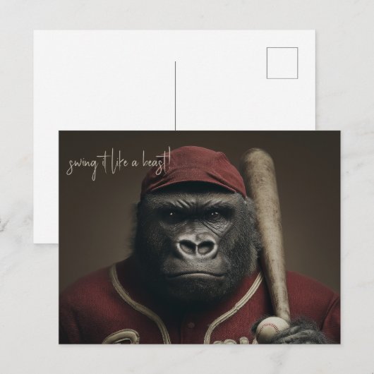 gorilla-honkbalspeler briefkaart (Voorkant / Achterkant)