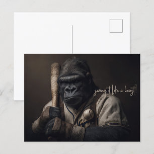 gorilla-honkbalspeler briefkaart