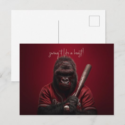 gorilla-honkbalspeler briefkaart (Voorkant / Achterkant)