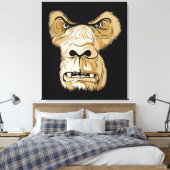 Gorilla hoofd op zwarte achtergrond canvas afdruk (Insitu (Slaapkamer))