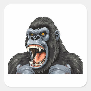 Gorilla hoofd vierkante sticker