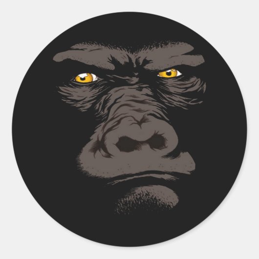 Gorilla in Black Ronde Sticker (Voorkant)