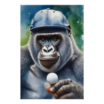 Gorilla in een honkbal Pet golfen