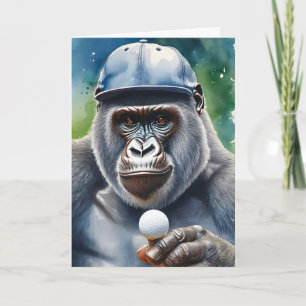 Gorilla in een honkbal Pet spelen Golf Blank Kaart