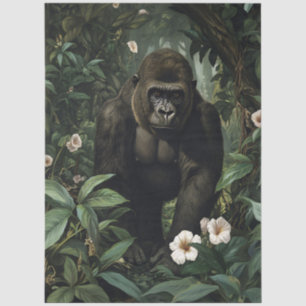 Gorilla in een levendig tropisch woud Decoupage Tissuepapier
