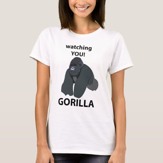 Gorilla kijken naar je grappige gorilla t-shirt (Voorkant)