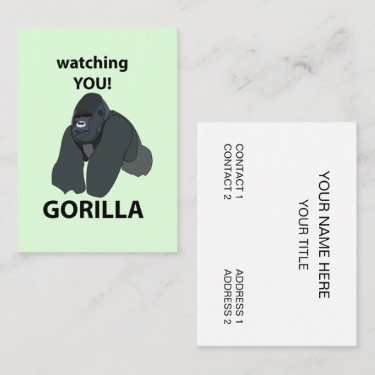 Gorilla kijken naar je grappige gorilla visitekaartje (Voorkant / Achterkant)