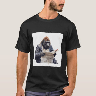 Gorilla leest een krant primaat die zich bezighoud t-shirt