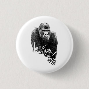 Gorilla Lope Digitale Outline Kunst Ronde Button 3,2 Cm