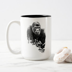 Gorilla Lope Digitale Outline Kunst Tweekleurige Koffiemok