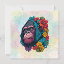 Gorilla met een plons van bloemen
