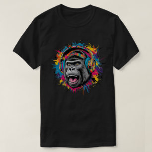 Gorilla met hoofdtelefoon Splash T-shirt