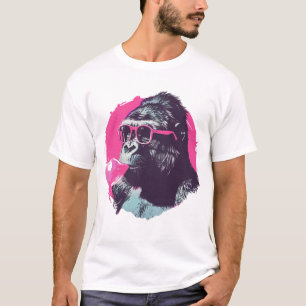 Gorilla met zonnebril en bubble gum t-shirt