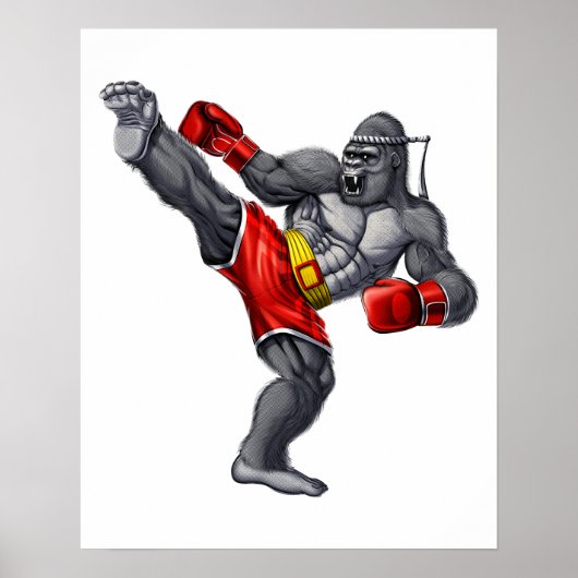Gorilla Muay Thai Fighter Poster (Voorkant)