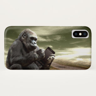 Gorilla neemt de tablet in iPhone x hoesje
