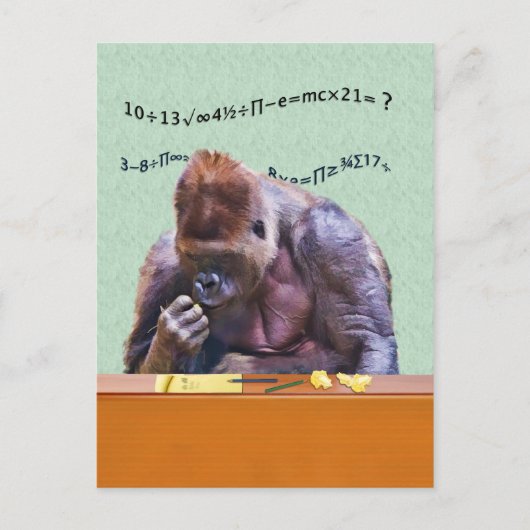 Gorilla op Desk Briefkaart (Voorkant)