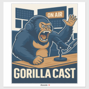 Gorilla Podcast on Air Studio Grappige Podcastpres Sticker