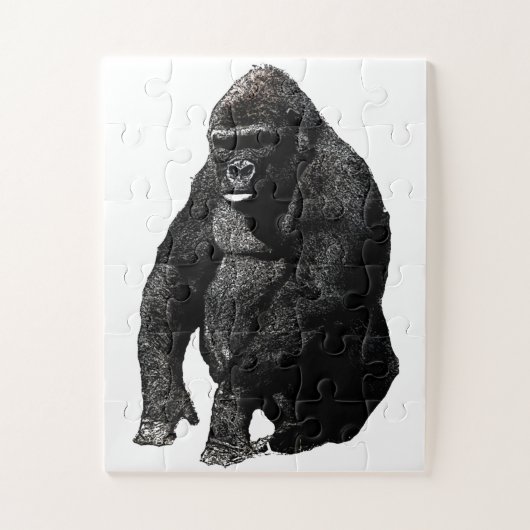 Gorilla Pop Art Black en White Legpuzzel (Verticaal)