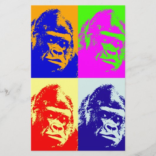 Gorilla Pop Art Briefpapier (Voorkant)