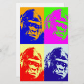 Gorilla Pop Art Briefpapier (Voorkant / Achterkant)