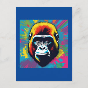 Gorilla Pop Art Cartoon Tekening Briefkaart