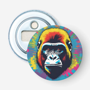 Gorilla Pop Art Cartoon Tekening Button Flesopener