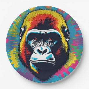 Gorilla Pop Art Cartoon Tekening Papieren Bordje