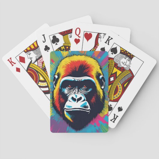 Gorilla Pop Art Cartoon Tekening Pokerkaarten (Achterkant)