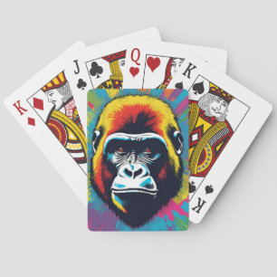 Gorilla Pop Art Cartoon Tekening Pokerkaarten