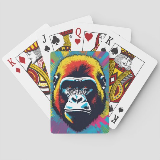 Gorilla Pop Art Cartoon Tekening Pokerkaarten (Achterkant)