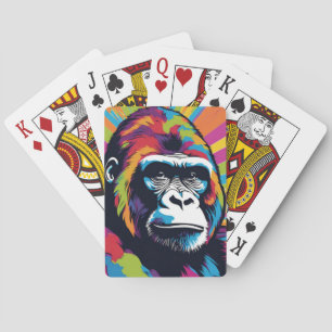 Gorilla Pop Art Cartoon Tekening Pokerkaarten