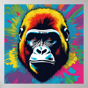Gorilla Pop Art Cartoon Tekening Poster