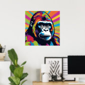 Gorilla Pop Art Cartoon Tekening Poster (Thuiskantoor)