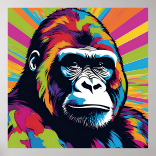 Gorilla Pop Art Cartoon Tekening Poster