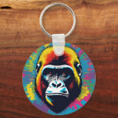 Gorilla Pop Art Cartoon Tekening Sleutelhanger (Achterkant)