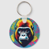 Gorilla Pop Art Cartoon Tekening Sleutelhanger (Achterkant)