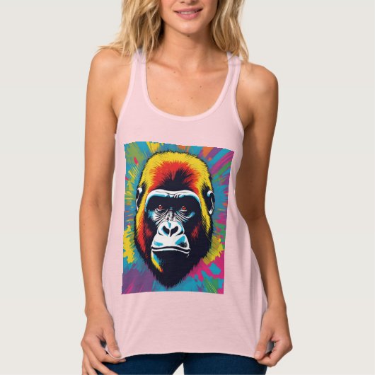 Gorilla Pop Art Cartoon Tekening Tanktop (Voorkant)