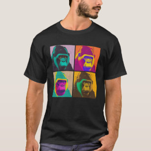 Gorilla Pop Illustratie Kleurrijke Dieren Vrouwen T-shirt