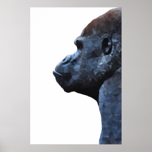 Gorilla print. Modern abstract dier. Veelhoekkunst Poster