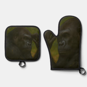 Gorilla Reflection - Doordacht Wildlife Portret Ovenwant & Pannenlap Set