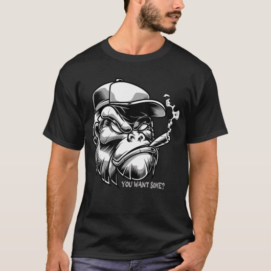 Gorilla Roken Sigaar - Wil je wat? Urban draag T-shirt (Voorkant)