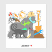 Gorilla’s aan het werk sticker (Vel)