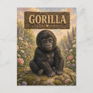 Gorilla Schattig Baby Verhalenboek Nursery Dier Briefkaart