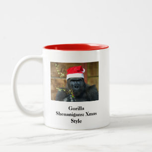 Gorilla Shenanigans: Kerststijl Tweekleurige Koffiemok