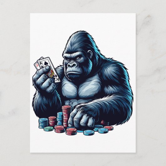 gorilla singe jouer aux cartes poker casino (Devant)