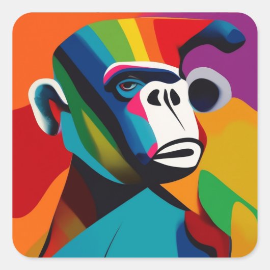 gorilla style vierkante sticker (Voorkant)