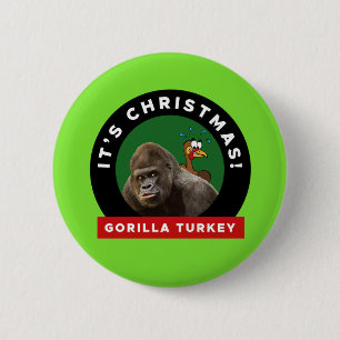 Gorilla Turkey Kerstmis geun 6 cm rondebadge Ronde Button 5,7 Cm