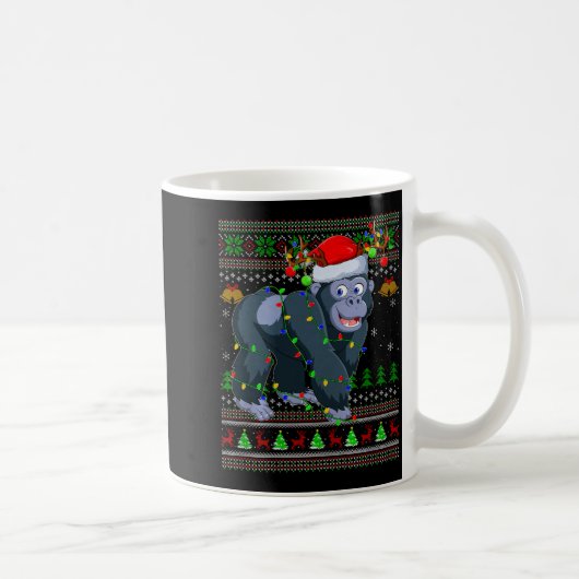 Gorilla Ugly Christmas Sweaters Holiday Santa Cute Koffiemok (Rechts)